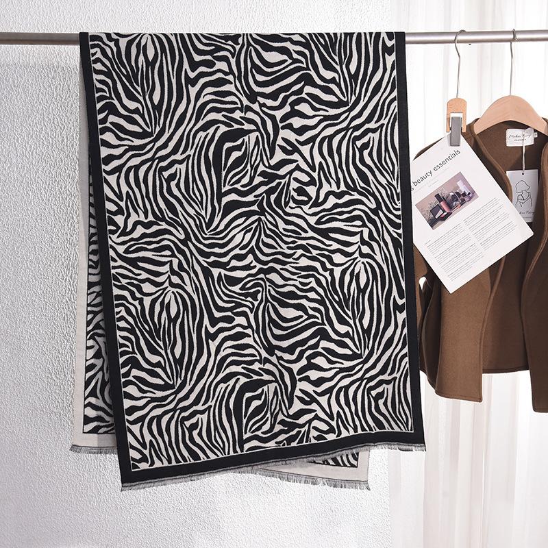 Модный роскошный дизайн, зимний уличный женский шарф, полосатый, имитация кашемира, утолщенная теплая шаль, шарфы, женская накидка