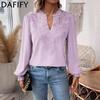 Women's Fashion Casual Solid Color Print Fall Winter Long Sleeve V-Neck Pullovers & Long Sleeves