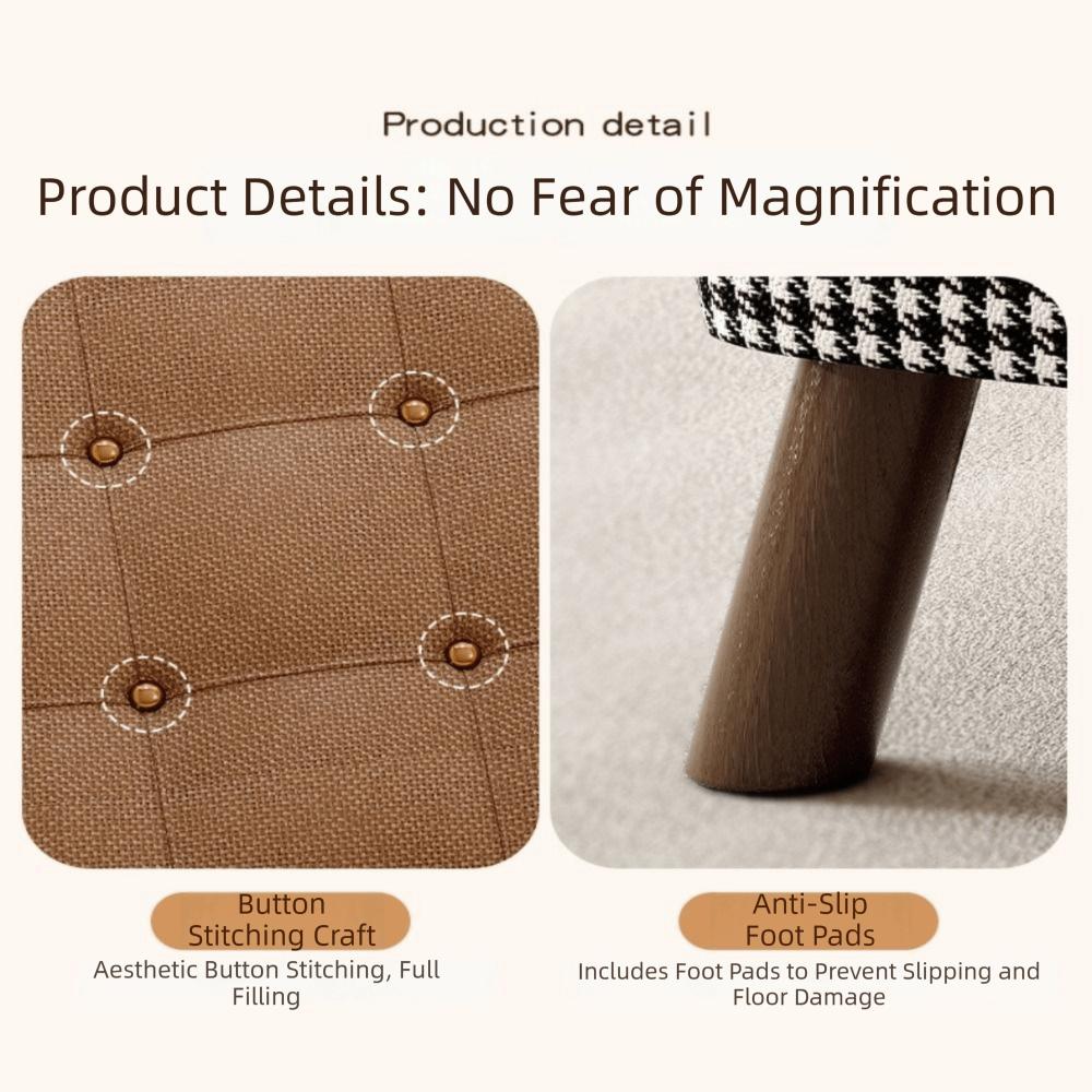 Soft Upholstered Seat Ottoman Compact Design Soft Pack Stool Shoe Changing Stool Living Room