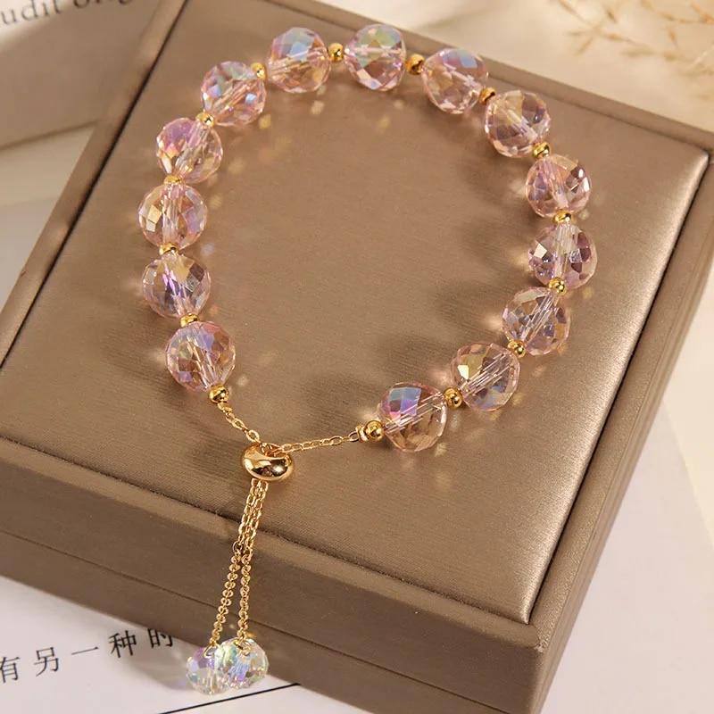 Fashion Colorful Artificial Crystal Bracelet Shiny Beaded Bracelets For Women Party Jewelry