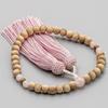 Hasegawa Buddhist Altar Buddhist Prayer Beads, Japanese Wood, Cherry Blossom Rose Quartz, Pure Silk Tassel, Ash Cherry Blossom, Women's, Made in