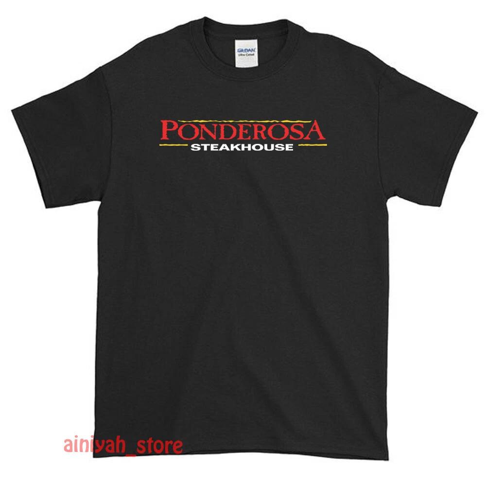 New Ponderosa Steakhouse Logo Men's Funny T shirt USA Size S-XXL