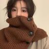 Twist Button Warm Winter Scarf for Women All Match Casual Neck Scarf for Cycling Cold Protection  Neck Protection  Warm Knitted Scarf Korea