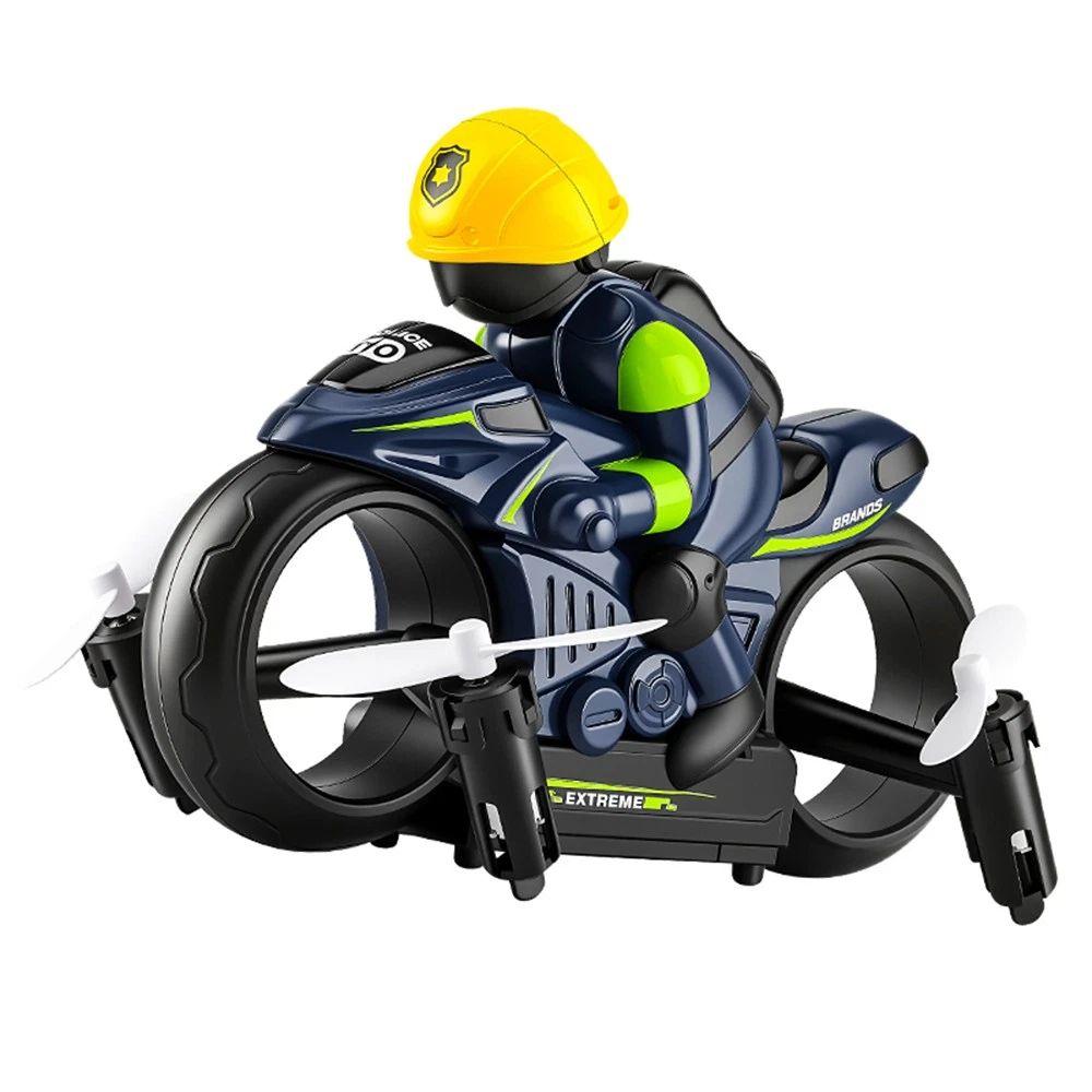 2.4G Remote Control RC Flying Motorcycle Night LED Lights Land Air Dual-Use Toy  Land Air Play