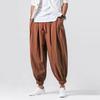 Men Harem Pants Drawstring Waist Baggy Drop Crotch Trousers Casual Loose Trousers with Elastic