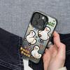 Серебристый противоударный чехол премиум-класса для iPhone 15 Pro Max/14/13 с милым дизайном с белым утенком