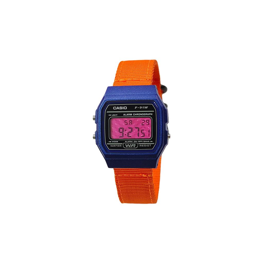 Casio Часы Custom Collection, кварцевый механизм, нейлоновый ремешок, мужские, черный циферблат, F-91WM-2A(Watch5--)