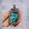 Turquoise Gemstone Pure Copper Wire Wrap Handmade Jewelry Pendant