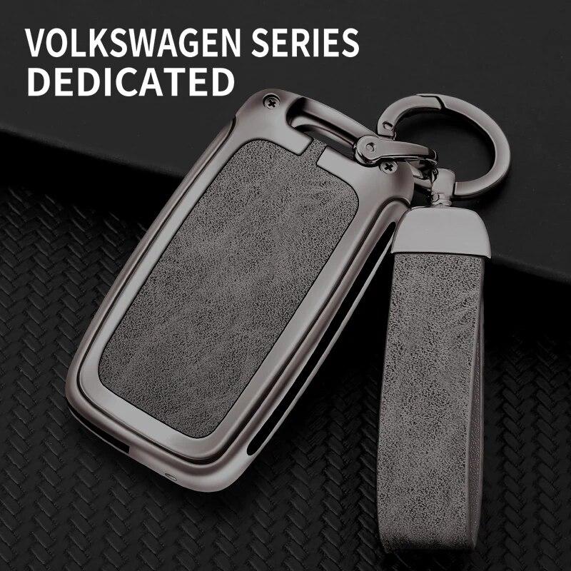 Металлический кожаный чехол для ключей от машины для Volkswagen VW Polo Golf Passat Tiguan Beetle Caddy T5 Up Eos Skoda Octavia Seat Leon Altea