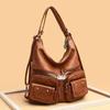 Fashion Multi-pockets Shoulder Bag For Women Large Capacity Crossbody Bag High Quality Leather Messenger Handbag Purse
