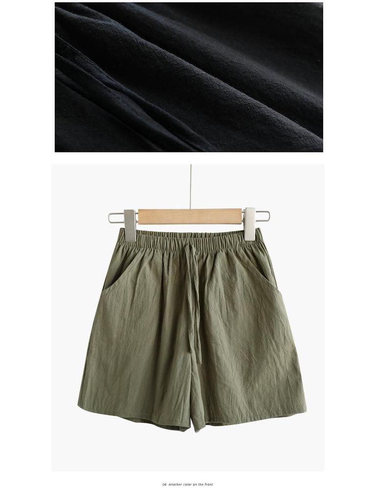 Women's Wide-Leg Cotton Linen Shorts: Trendy Spring/Summer Casual Bermudas for Sports or Home.