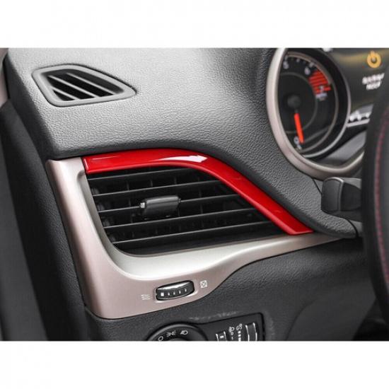 Console Side Outlet Vent Frame Strip 2PCS For Jeep Cherokee 2014-2018 Bright Red