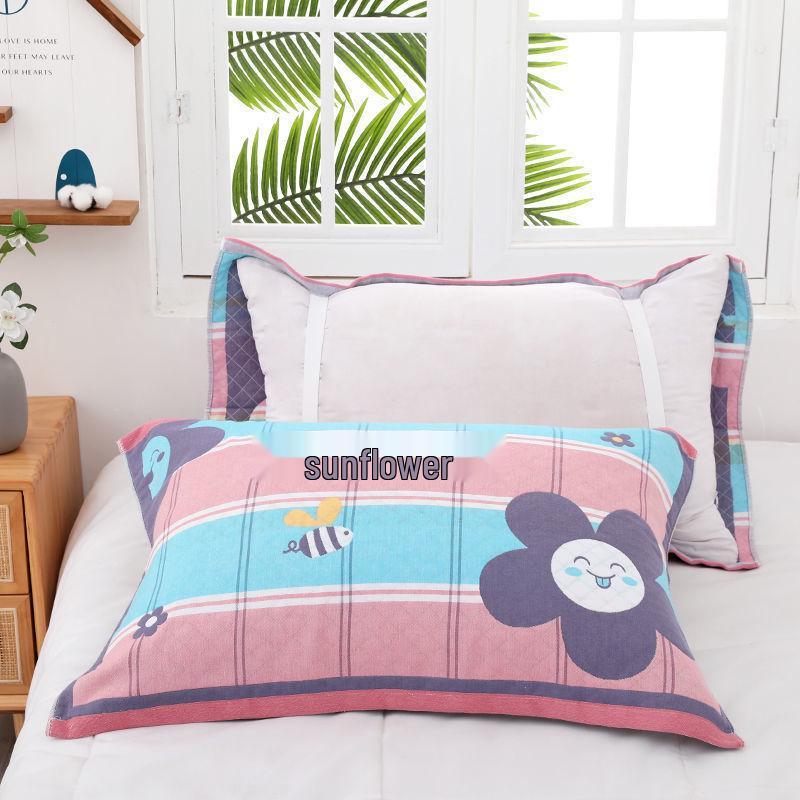 Yiwenwo Нескользящая Хлопковая Марлевая Наволочка Extra Large с Фиксирующими Ремешками для Студентов и Взрослых