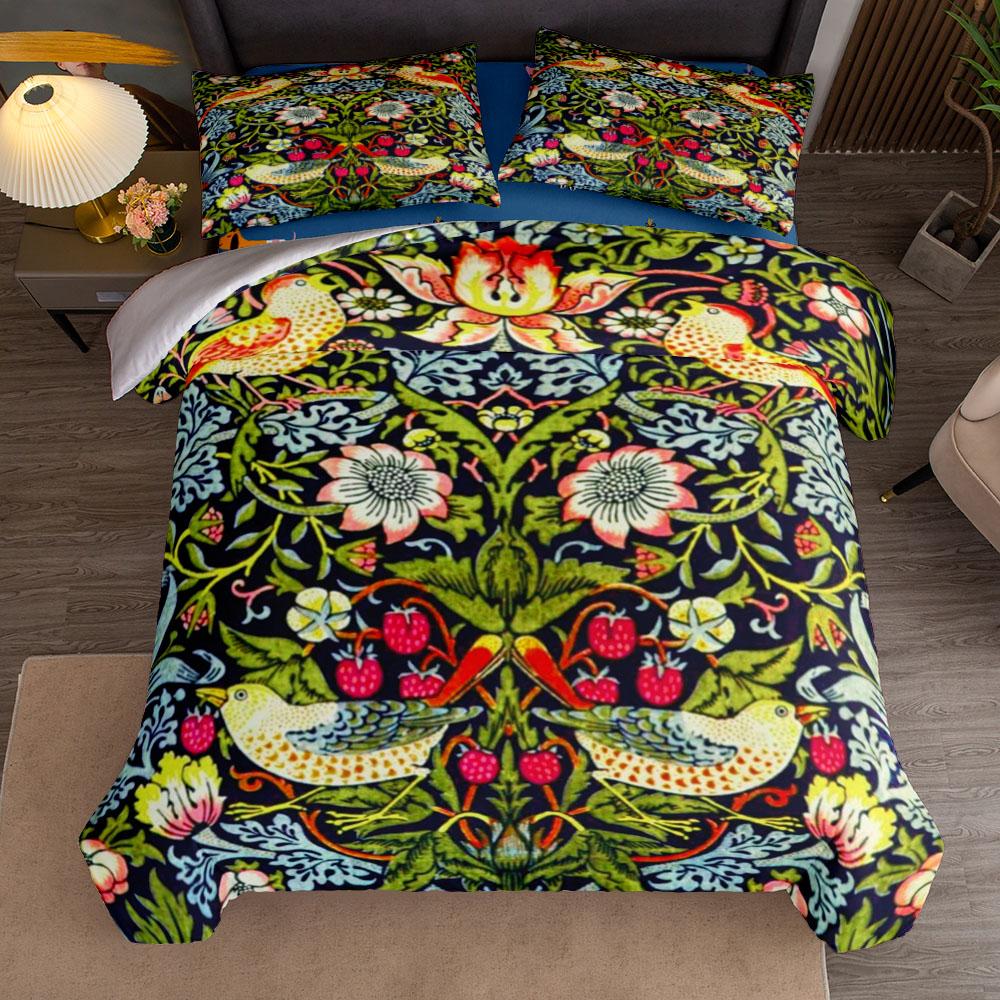 Уильям Моррис Ар-нуво The Strawberry Thieves Комплект пододеяльника Кинг Квин Дабл Фулл Твин Односпальный Размер Комплект постельного белья