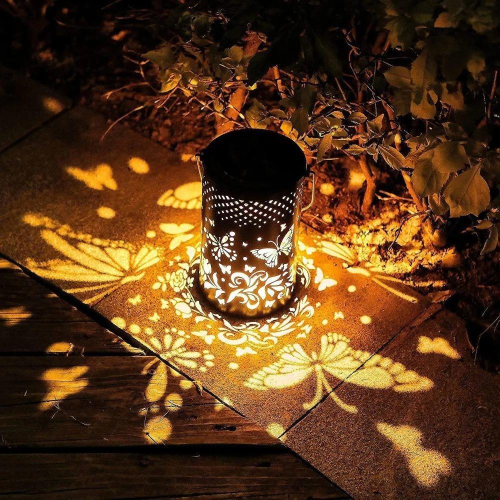 4000lm Solar Outdoor Butterfly Lantern,Outdoor Hanging Lanterns Rechargeable Waterproof Table Lamp Butterfly Night Light For Outdoor