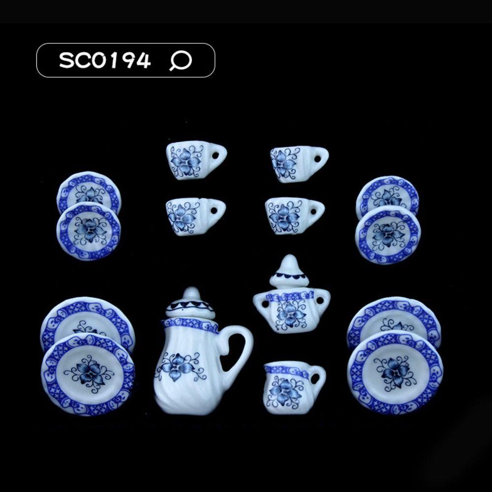 Tableware Dollhouse Miniature Tea Set Miniature Porcelain Tea Cup Set Doll House Accessories