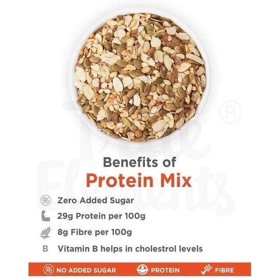 True Elements Protein Mix Seeds 125 г - семена тыквы, семена арбуза, миндаль и соевые орехи, растительные белковые закуски, диетические закуски