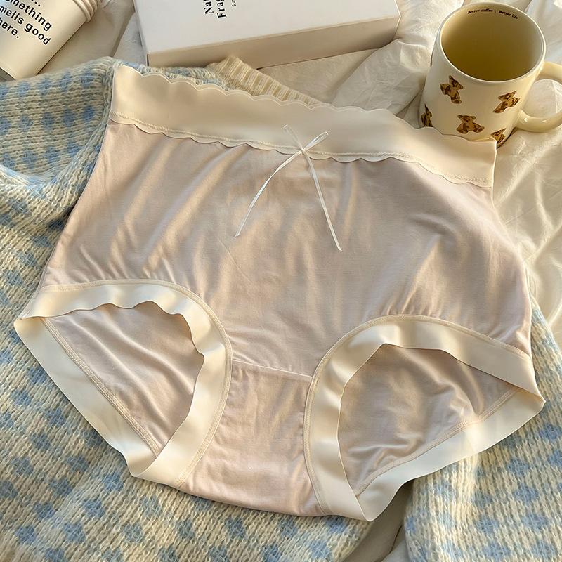 Plus Size Women's Panties High Waist Belly Lift Hip Breathable Simple Bow Underwear