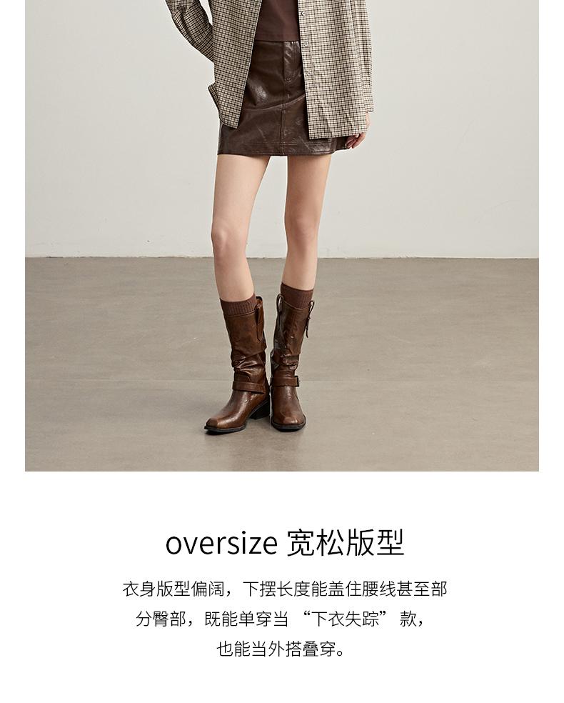 Qianwen Fugu plaid shirt 2026 spring new casual versatile embroidered loose contrasting color top for women