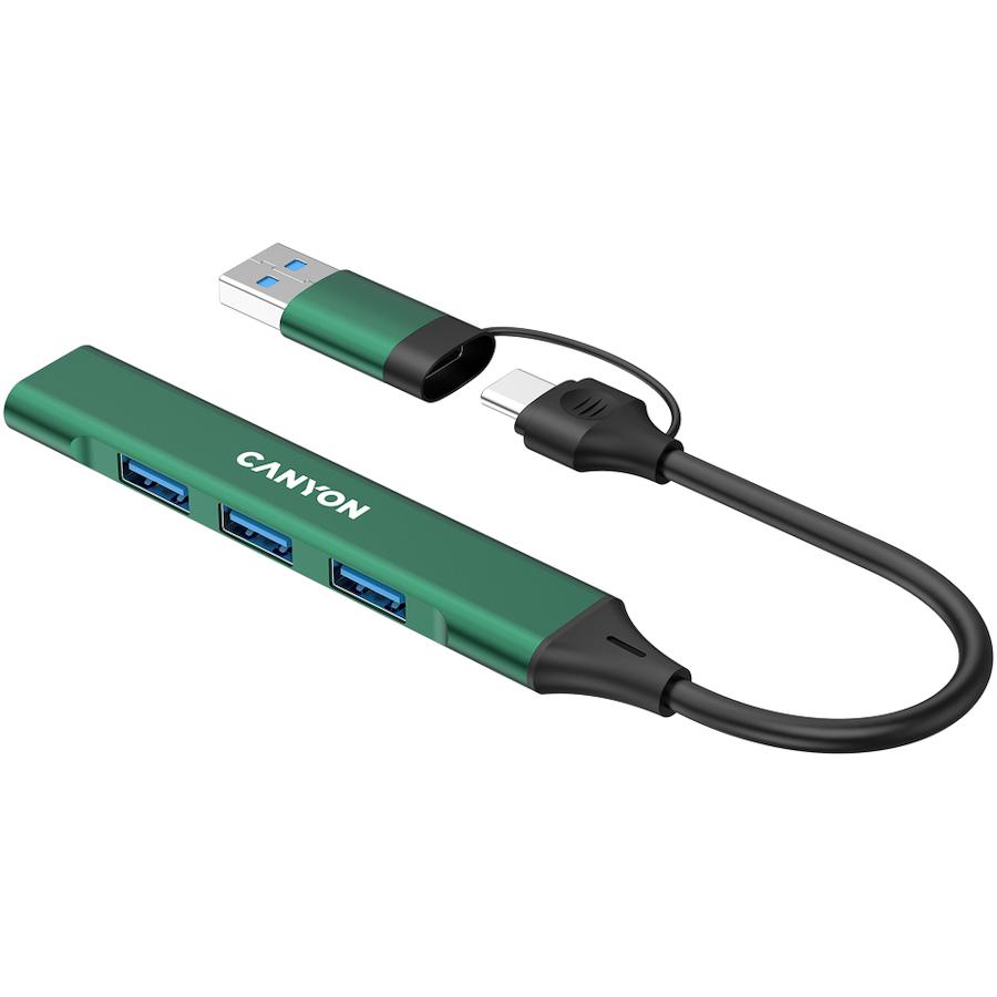 Canyon hub ds-02 4 in 1 usb-a/c green