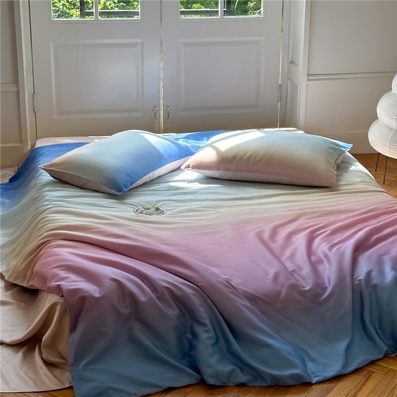 Постельное белье из лиоцелла с градиентом, шелковисто-мягкое, ультрамягкое, охлаждающее, с ощущением, как шелк. Комплект простыней, пододеяльник, наволочки для жарких ночей