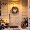 Sparkling Pearl Rhinestone Art Christmas Diamond Painting Wreath Kit with LED String Lights, Snowman Shiny Acrylic Craft for Adults, DIY Hanging