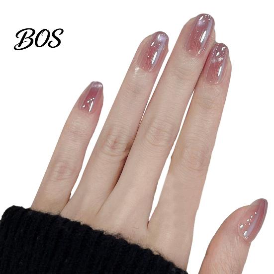 Almond Stick-on Fake Nails 10Pcs Cats Eyes Press on Kit, Glossy Nails, Girls Glue-on Salon Quality Long Glue False for Women