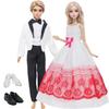 Свадебная одежда для модной куклы-пары для Кена для куклы 30 см, аксессуары, платье, бальное платье, костюм, футболка, шорты, 1/6, кукольный домик 30 см (НЕТ КУКЛ)