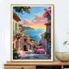 5d DIY Diamond Painting Cross Stitch Seaside Town Scenery Diamond Embroidery Mosaic Full Round Drill Home Decor