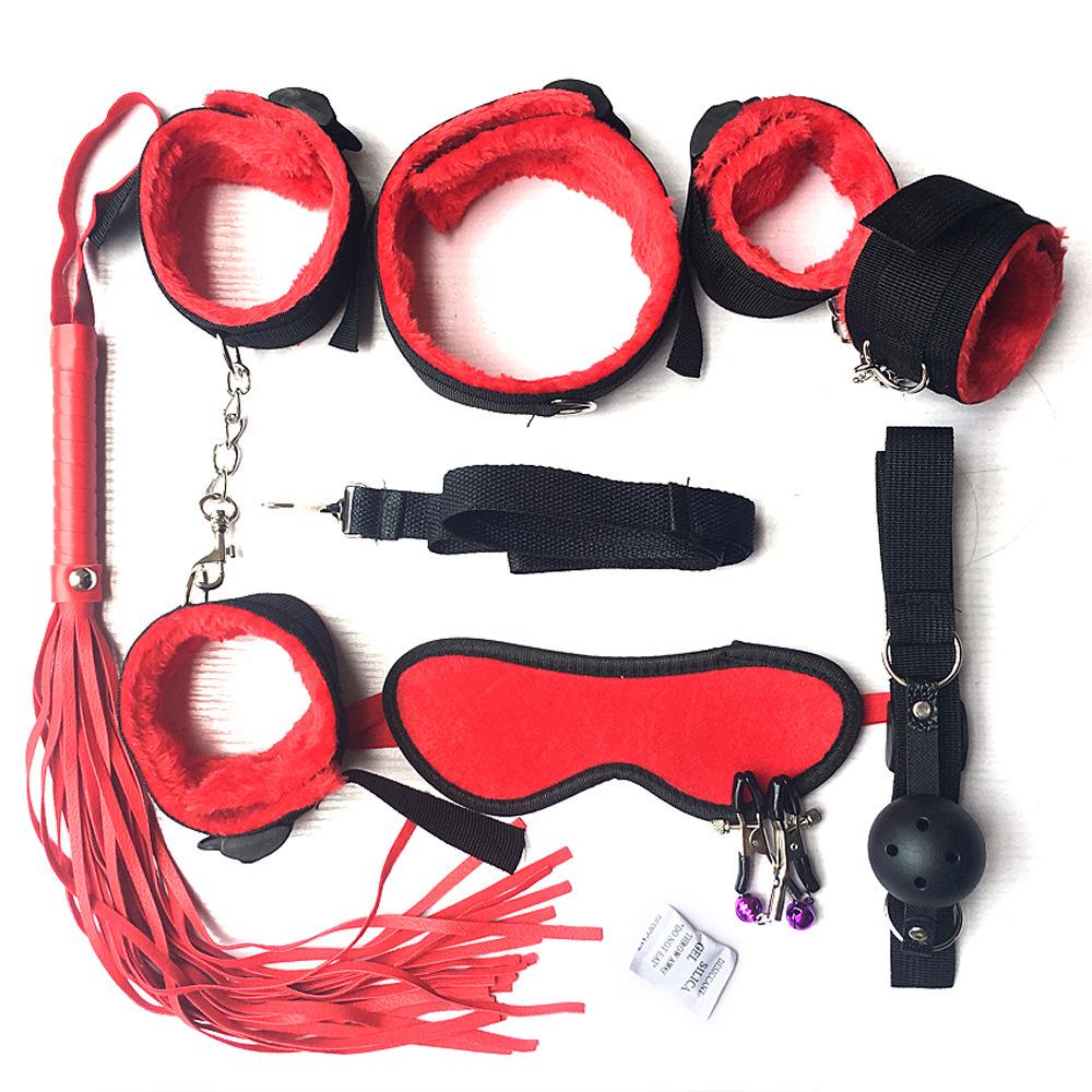 SM Adult 7-Piece Bondage Set: Nylon Webbing & Plush Restraints