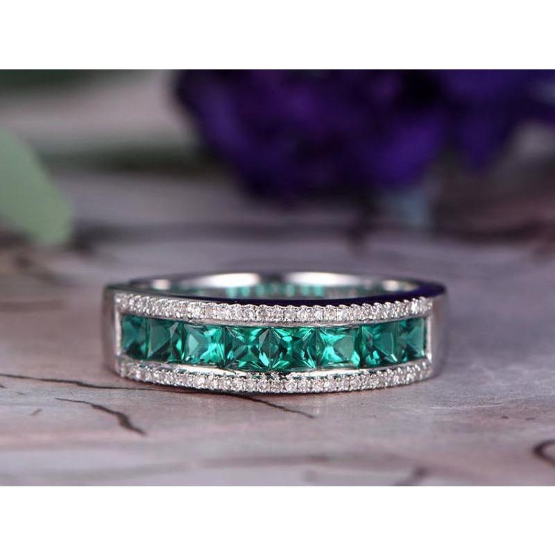 Европейские и американские свадебные подарки и модные аксессуары. Платиновое кольцо с изумрудом и цирконом для женщин.