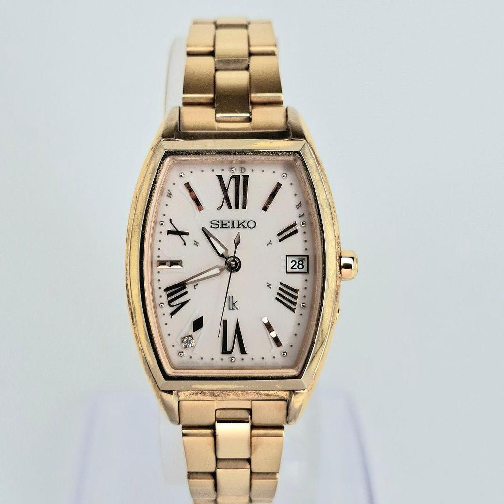 Used Box included SEIKO lukia Solar Radio Gold Diamond