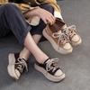 Genuine Leather Thick Soled Casual Women's Shoes Round Toe Comfortable Lace-up Flat Platform Shoes