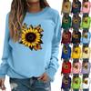Women's Fashion Casual Long Sleeve Solid Color Printed Round Neck Top Sweatshirt