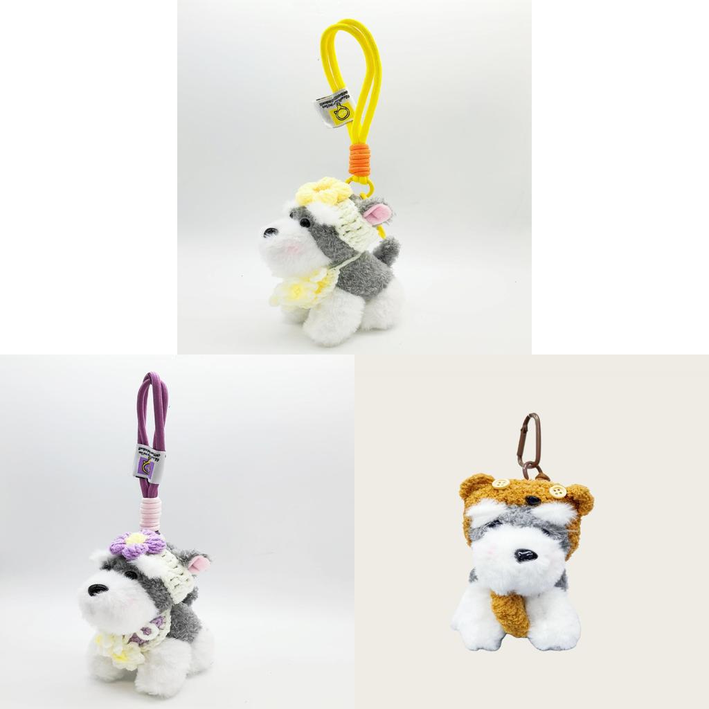 Snow Terrier Plush Keyring Bag Decor Cute Animal Pendant For Teen Gift