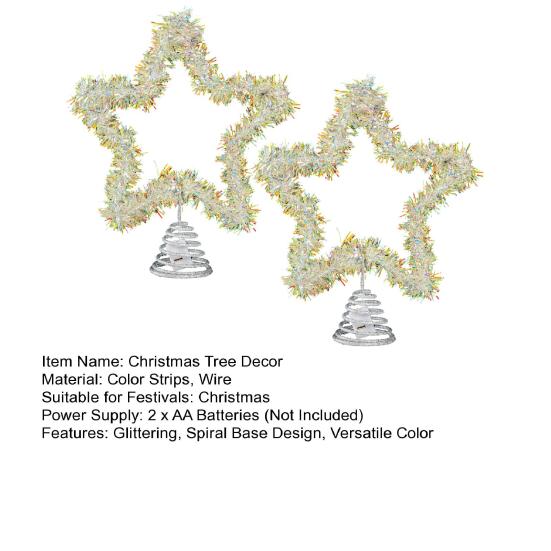 1/2Pcs Christmas 3D Tree Top Star Glittered Decoration with LED Lights Colorful Silk Threads Visual Appeal Holiday Seasonal Decor