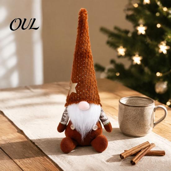 Plush Holiday Table Ornaments Christmas Knit Gnome Plush, Nordic Forest Elf Faceless Doll Figurine Decorations for Shelf, Soft Stuffed Home