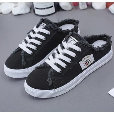 Новинка 2024 года, весна-лето, женская парусиновая обувь, кроссовки на плоской подошве, женская повседневная обувь с низким верхом, на шнуровке, белые туфли