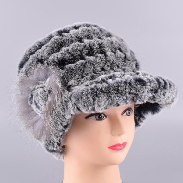 Зимние шапки из кроличьего меха для женщин, шапки из натурального меха рекса с цветочным принтом, эластичные шапки, теплая модная женская снежная шапка LQ11205