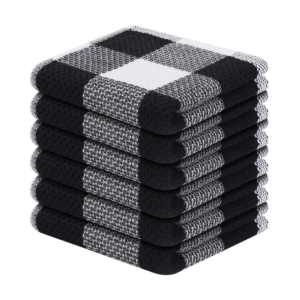 Кухонное полотенце из чистого хлопка, клетчатое полотенце вафельного переплетения, впитывающая ткань, очень мягкая кухонная ткань, домашняя ткань
