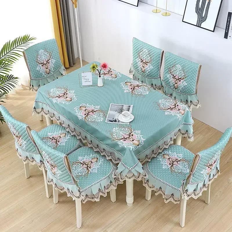 Легкий роскошный волнистый кружевной чехол на стул, утолщенная тканевая подушка для обеденного стола, европейский стиль, большой цветочный скатерть, чехол на стул