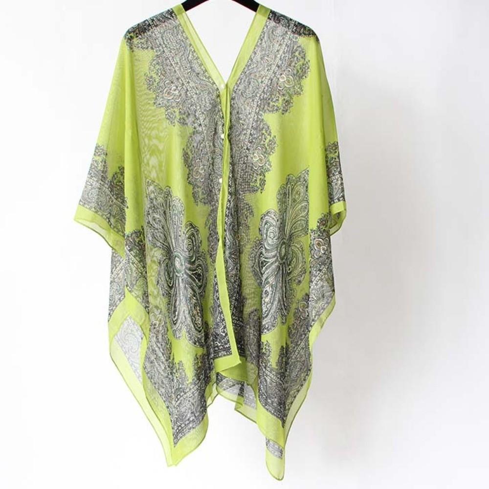 Long Sunscreen Thin Large Scarf Breathable Seaside Vacation Cloak Big Printed Flower Shawl Beach
