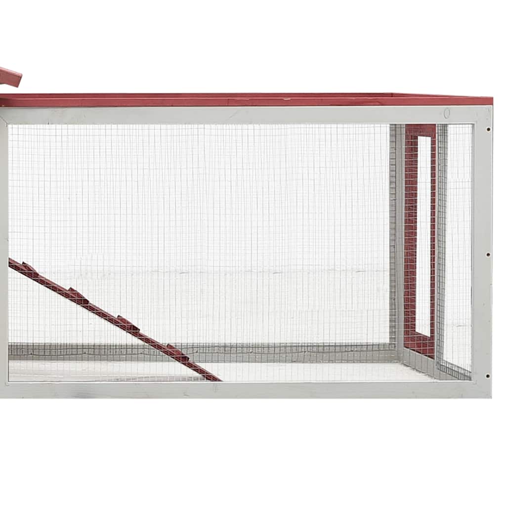Rabbit Hutch Red 310x70x87 cm Solid Pine & Spruce Wood