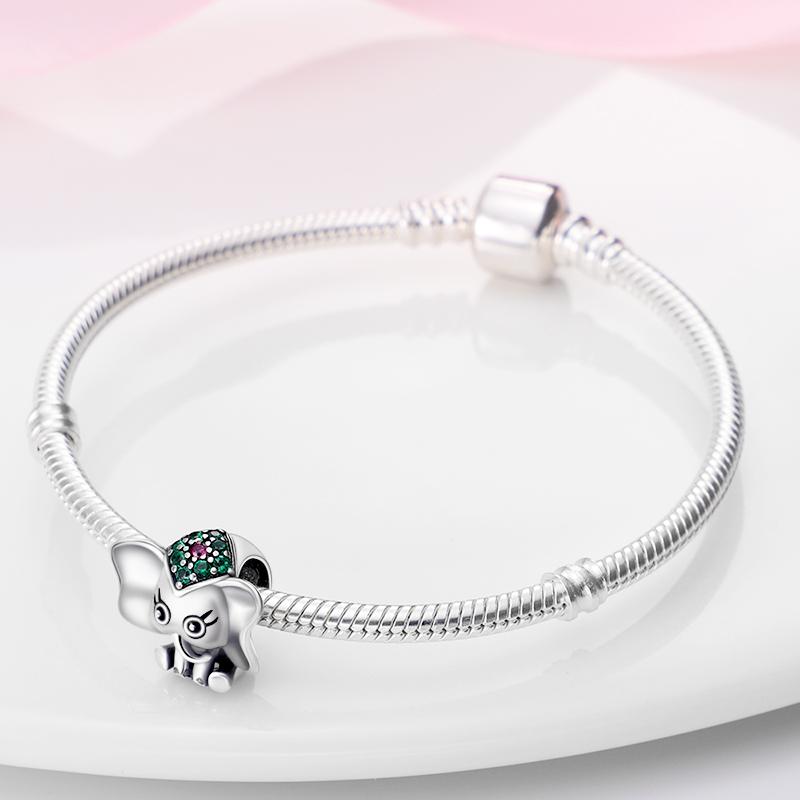 Qikaola Классические милые подвески в виде слона, бусины, подходят для оригинального браслета, настоящее серебро, подвеска, ювелирные изделия своими руками