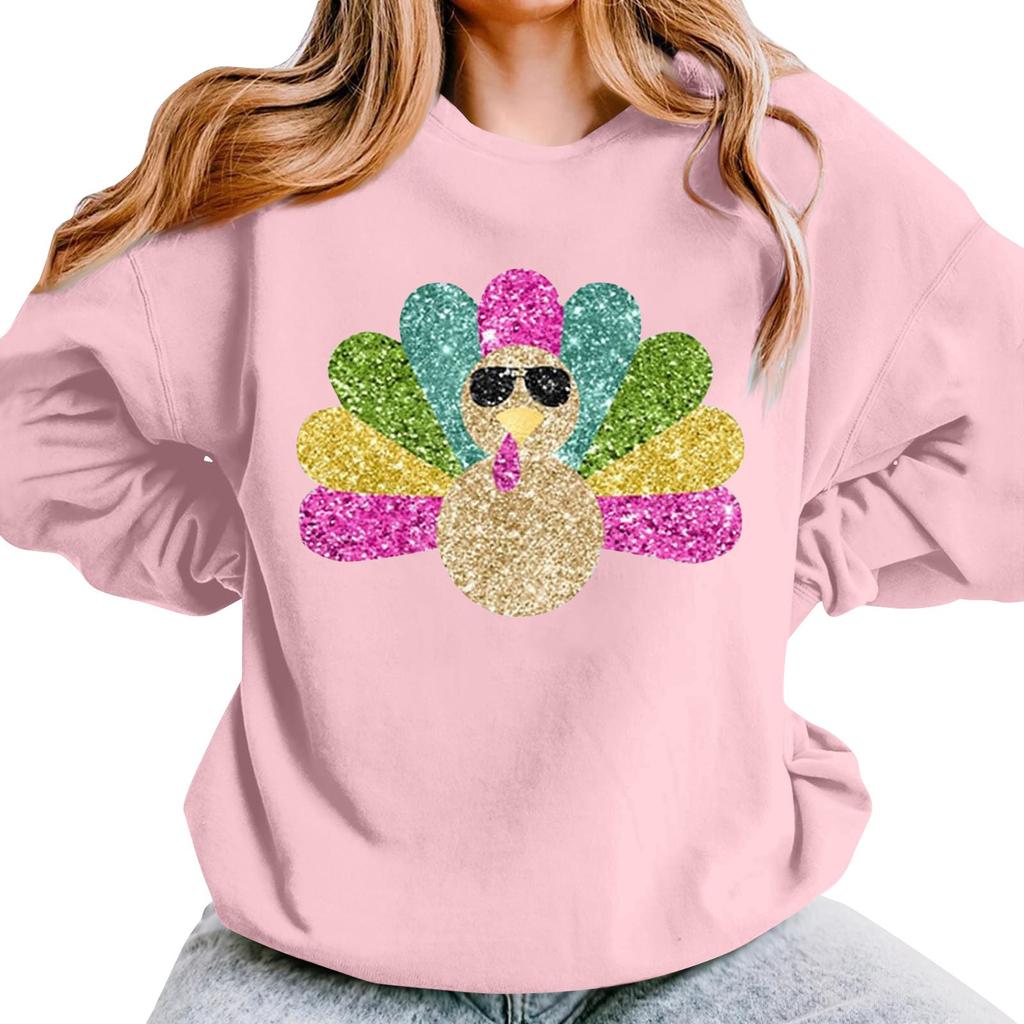 Женская повседневная мода День благодарения с принтом длинный рукав O-образный вырез пуловер толстовки