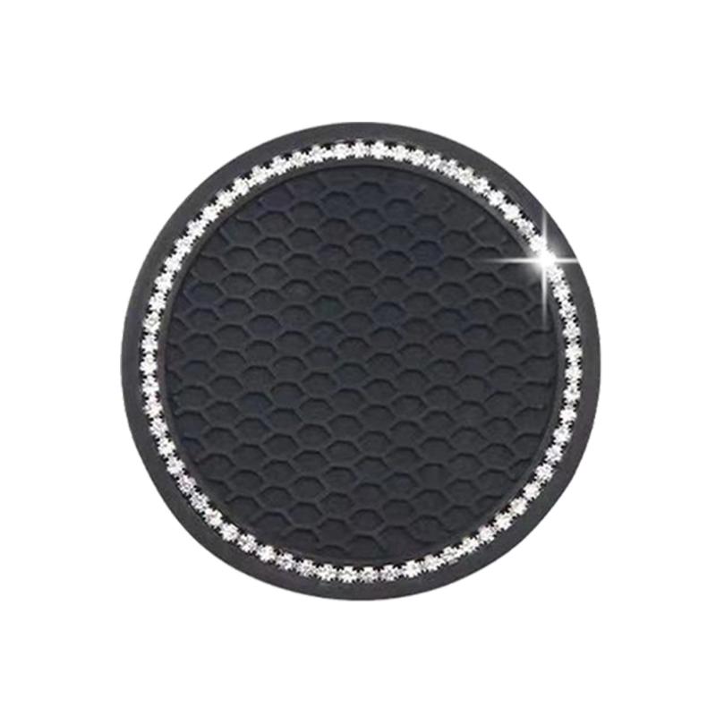 Car Non-slip Water Cup Pad Diamond Rhinestone Bling Decoration Auto Interior Cup Bottle Anti-skid Rubber Mat Car Accessories