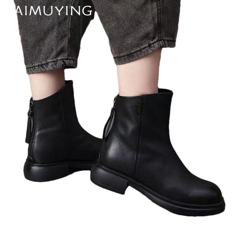 Женские ботильоны на плоской подошве из кожи, дизайнерская обувь в стиле ретро, тренд 2025 года, зимняя новая брендовая классика, готические гладиаторы, мотоциклетные ботинки Mujer