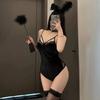 Pure Lust Babes Sexy Deep Low Cut Bunny Uniform Cosplay Lingerie Velvet Suspender Onesie