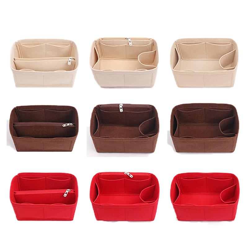 25 30 35 Органайзер-вставка из фетра для сумки, органайзер для макияжа, органайзер для сумочки, дорожный внутренний кошелек, портативные косметички