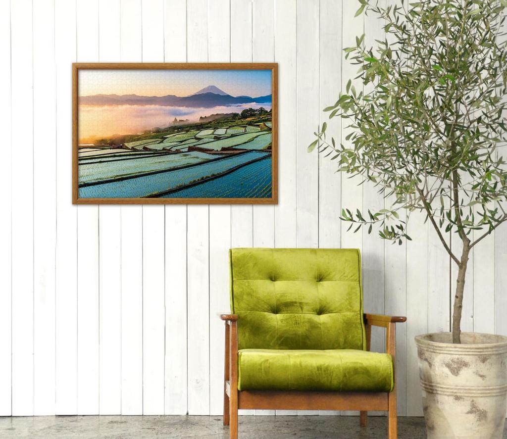 APPLEONE 1000-914 Mt. Fuji and Rice Terraces at Morning Glow (Yamanashi Prefecture) 1000-Piece Jigsaw Puzzle (75 x 50 cm) Made in Japan